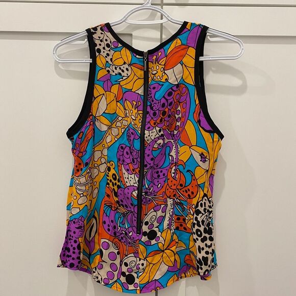 Nanette Lepore sleeveless, animal and flower pattern, vivid multicolor, Size 2 - Picture 3 of 6
